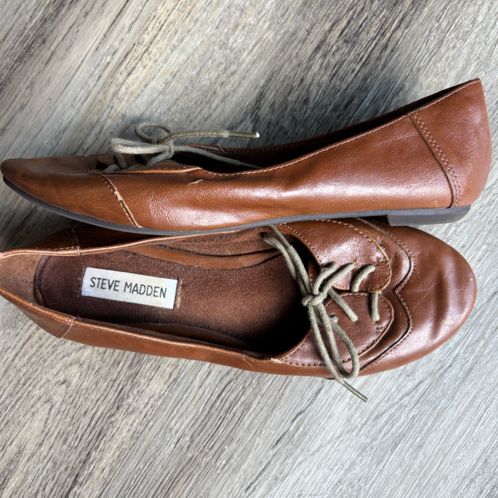 Steve Madden Tan Leather Ballet Flats - Picture 2 of 4